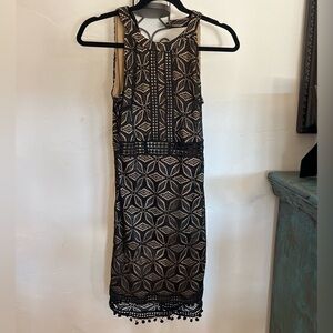 Black Sleeveless Lace Dress - Size Small
